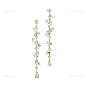 Lab Created Diamond 14Kt White Gold Long Drop Bridal Earrings