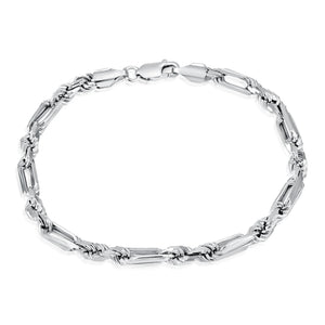 925 Sterling Silver Figarope Milano Italian Bracelet