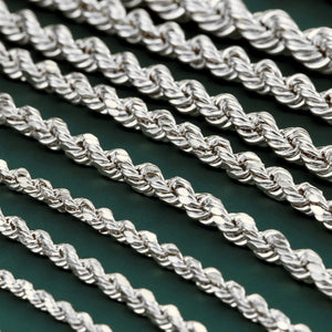 Solid Sterling Silver Rope Chain Bracelet