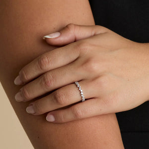 Crystal Scatter Band Ring in Silver