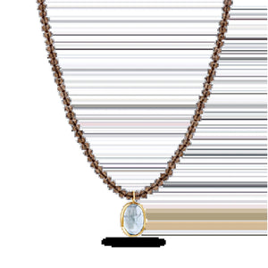 Aquamarine Pendant Beaded Strand Necklace