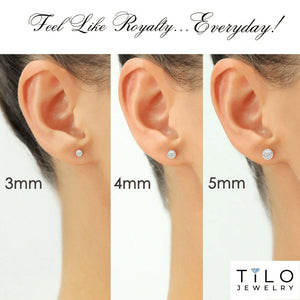 14K White Gold Sparkle Ball Stud Earrings, Hand Engraved Diamond-Cuts