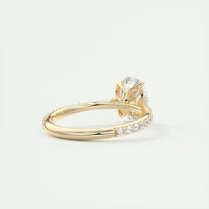 2.35 TCW Oval Cut Lab Grown Diamond Solitaire Accent Ring, 14K Solid Gold Engagement Ring, Wedding Ring, Bridal Ring, Anniversary Gift Ring.
