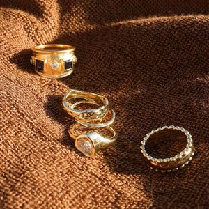 Stunning Organic Chunky 18Ct Gold Plated Band Ring.