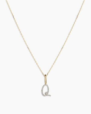 Diamond Script Alphabet Charm Necklace