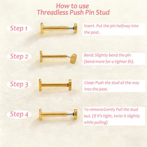 Titanium Tiny CZ Threadless Push Pin Labret Flat Back Earring