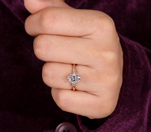 Oval Diamond Engagement Ring Genuine Lab Grown Diamond Ring Solid Gold 10K 14K 18K Ring Oval Proposal Ring 3 Stone Ring Anniversary Gifts