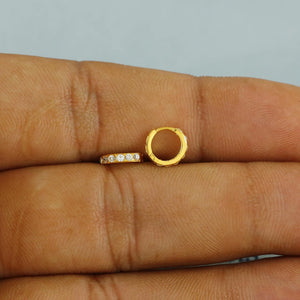 Real Solid 22K Gold Earrings, 22Kt Gold Earrings, Real Gold Hoop Earrings, Gold Huggies, 22Kt Gold Huggies, Zircon Huggie Hoop,