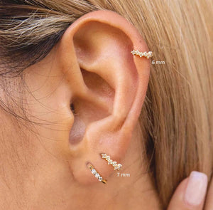 14K Solid Gold Diamond Cartilage Hoop Earring: Helix Huggie