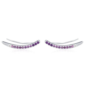 Ombre Amethyst Purple CZ Crawler Earrings in Sterling Silver, Silver or Gold, Gradient Colour Ear Crawlers, February Birthstone Ear Climbers
