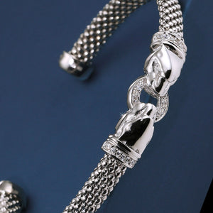 Sterling Silver Jaguar Cuff Italian Bracelet, Fits 6-7In