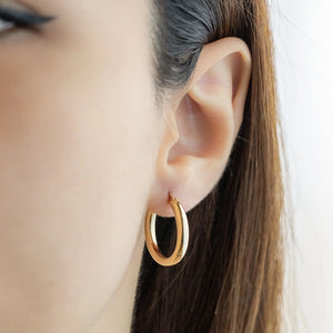 14K Yellow Gold Hoop Earrings, Sizes 16Mm 21Mm 26Mm 31Mm 37Mm, 3Mm Thick, Classic Hoop Earrings, 14K Gold Hoops, Gift, Stacking Earrings