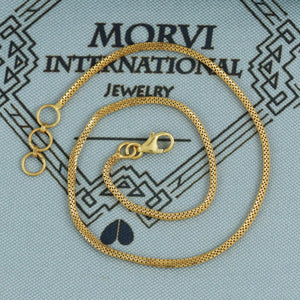 Bracelet in 22K Solid Gold, Indian Handmade Pure Gold Jewelry, Women Box Chain Link Bracelet with Adjustable Hoops, K5877