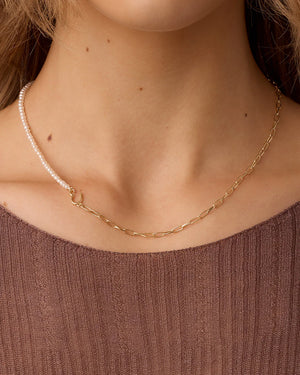 Lou Pearl Alphabet Necklace NikNenz™ Premium Gold & Diamonds