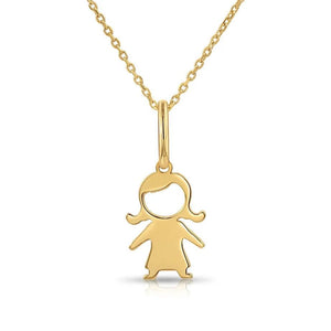 Delightful 14K Yellow Gold Little Girl Pendant Necklace for Timeless Elegance.