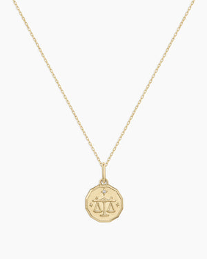 Diamond Zodiac Coin Charm Necklace