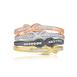 Sterling Silver Infinity Stackable Rings – 4 Timeless Bands for Everyday Elegance.