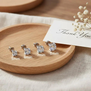 Sparkling Lab Grown Diamond Stud Earrings | 5, 6, 7 or 8Mm | Silver Dainty Minimalist Studs | round Cut Diamonds | Gift for Her
