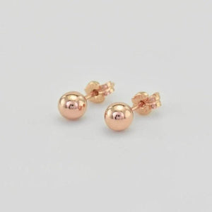 14K Solid Gold Minimalist Round Ball Stud Earrings - 4mm, 7mm, & 8mm Options.