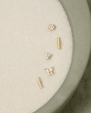 14K Diamond Bali Flat Back Single Stud