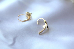 Stunning 14K Gold Butterfly Leverback Earrings - Exquisite Handmade Dangle Jewelry Gift for Her.