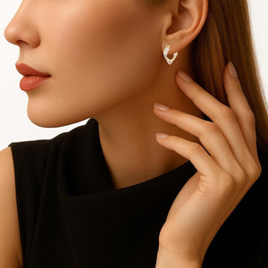 Stunning 10K Tri-Color Diamond-Cut Twist Italian Style Hoop Earrings.