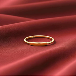 Dainty 14K Gold Bar Ring – Elegant Minimalist Beaded Stackable Band by TILO Jewelry.