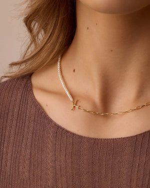 Lou Pearl Alphabet Necklace NikNenz™ Premium Gold & Diamonds