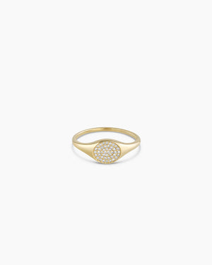 14K Diamond Pavé Signet Ring