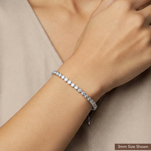 Sterling Silver Classic Bezel Set Simulated Diamond Tennis Bracelet, 7 Inch