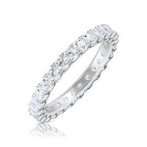 Sterling Silver Simulated Diamond Eternity Band Ring, 2.5Mm