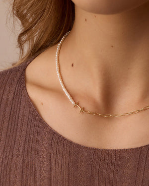Lou Pearl Alphabet Necklace NikNenz™ Premium Gold & Diamonds