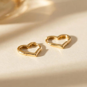 Gold Heart Huggie Earrings - Gold Heart Hoop Earrings - 18K Gold Vermeil -Minimalist Valentine Jewelry - Demi-Fine Mother'S Day Gift