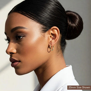 14K Gold Classic Hoop Earrings, Solid 14K Yellow Gold Chunky Hoops, Bold and Classy 3Mm, Designed & Handmade by TILO Jewelry
