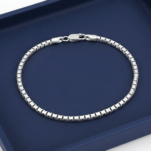 Sterling Silver Italian Box Chain Bracelet, 7.5"