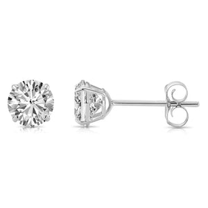 10K White Gold Classic Solitaire Stud Earrings with Pushbacks