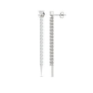 Bridal Drop Diamond Earring, Long Chain Earrings 14K White Gold