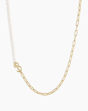 Lou Pearl Alphabet Necklace NikNenz™ Premium Gold & Diamonds