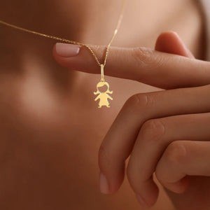 Delightful 14K Yellow Gold Little Girl Pendant Necklace for Timeless Elegance.