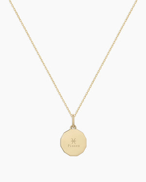 Diamond Zodiac Coin Charm Necklace