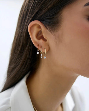 Stunning Drop Round Lab Diamond Huggie Charm Earrings.