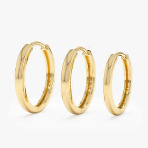 Elegant 14K Solid Gold Brianna Huggie Hoop Earrings - Everyday Style in Yellow, White, and Rose Gold (Pair).