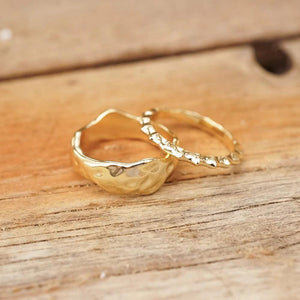 Stunning Organic Chunky 18Ct Gold Plated Band Ring.