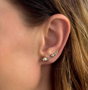 Gold Ear Climbers, Minimalist Handmade Jewelry Gift for Her