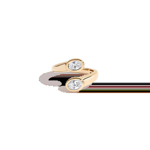 Lab Grown White Sapphire Twin Ellipse Ring NikNenz™ Premium Gold & Diamonds