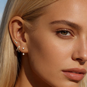 Gold Plated Earrings Set for Women Cubic Zirconia Stud Hoop Earrings Stack Female Casual Daily Jewelry Accessories