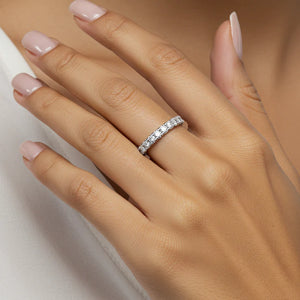 Sterling Silver Simulated Diamond Eternity Band Ring, 3Mm