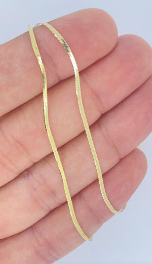 Elegant 14K Solid Gold Herringbone Necklace - Liquid Snake Link Design for Women, 1.25mm-4mm.