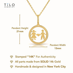 Charming 14K Yellow Gold Heart Pendant Necklace for Boys & Girls.