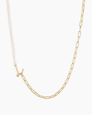 Lou Pearl Alphabet Necklace NikNenz™ Premium Gold & Diamonds